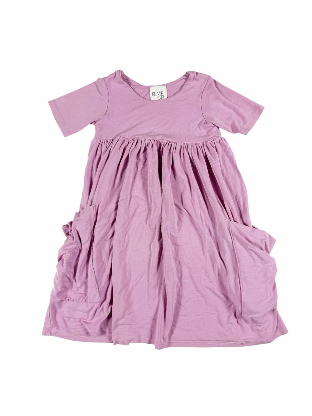 Remie Girl Short Sleeve Pocket Day Dress Lavender Purple Size 4